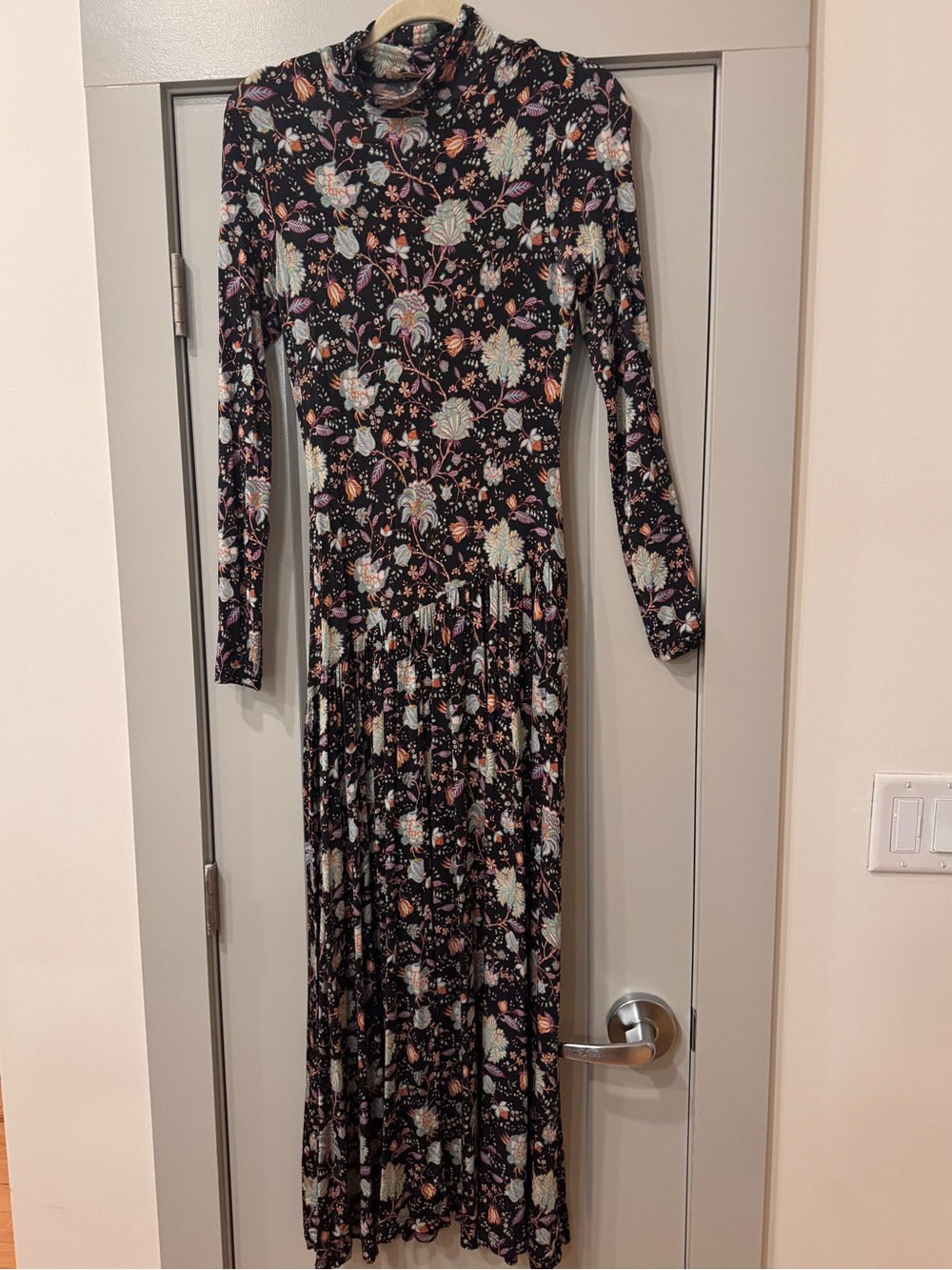 Ulla Johnson Long Sleeve Floral Maxi Dress in Black